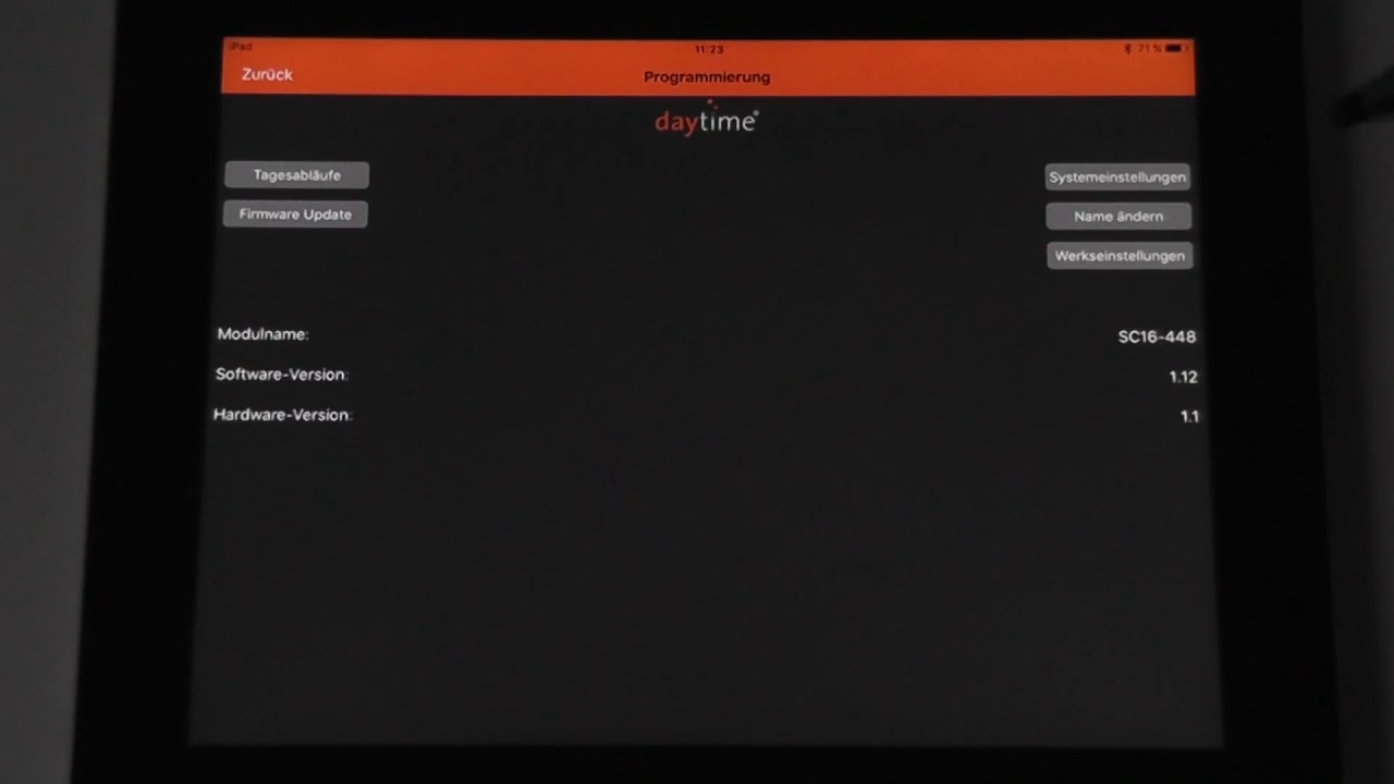 daytime SC16 Systemeinstellungen iOS