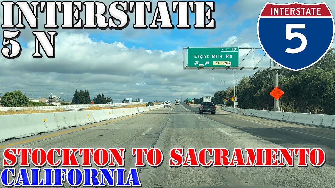 I-5 North - Stockton to Sacramento - California - 4K Highway Drive