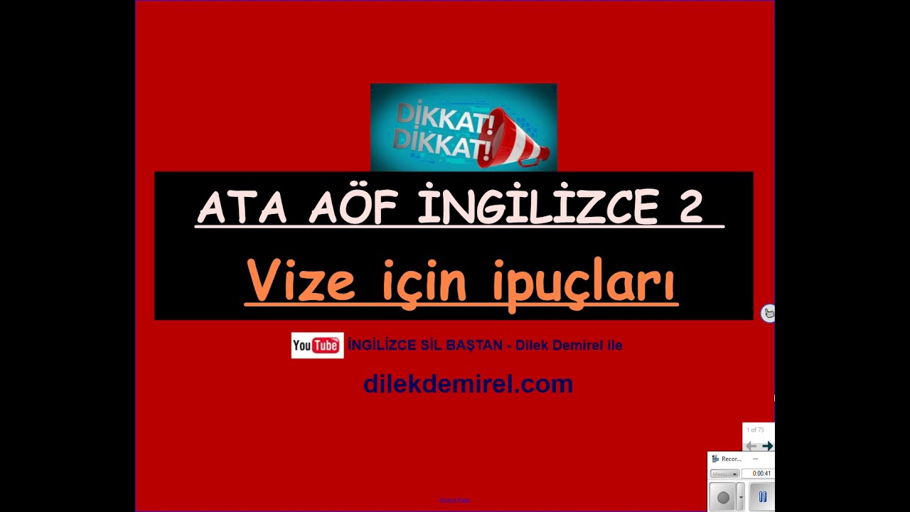ATA AÖF İNGİLİZCE 2 VİZE İPUÇLARI