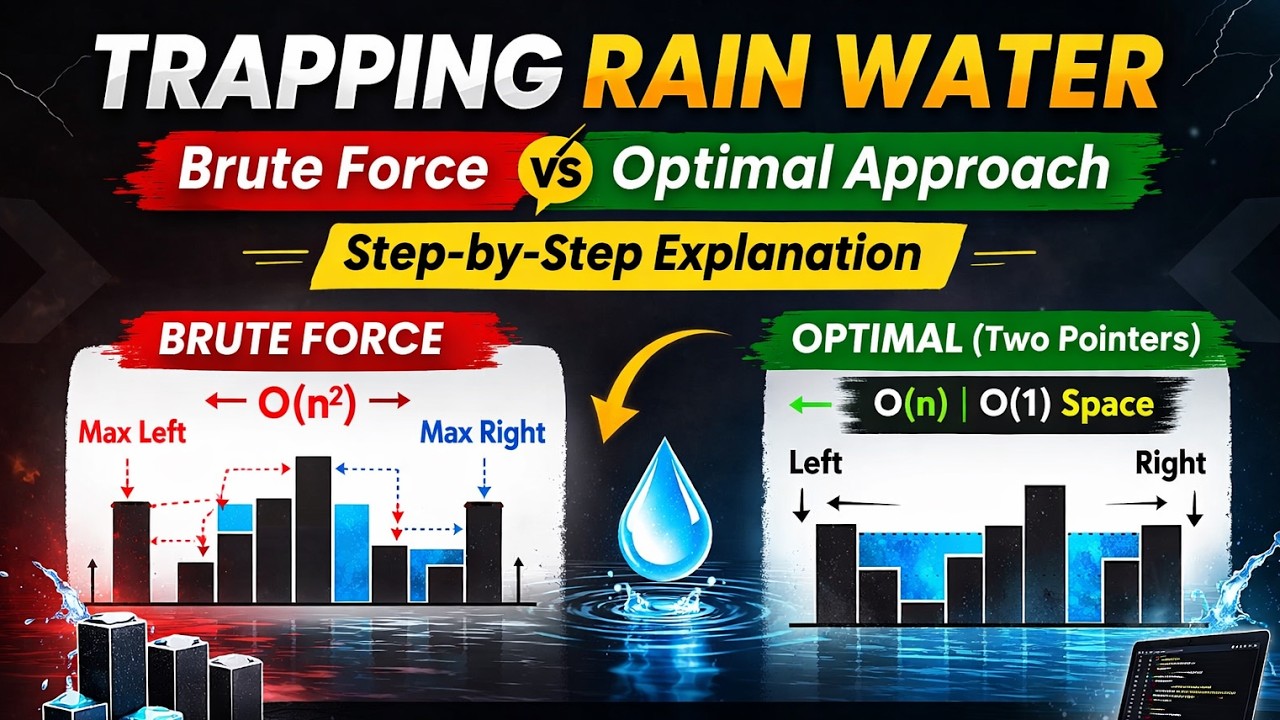 Trapping Rain Water Problem | Brute Force vs Optimal Approach | DSA Interview Question