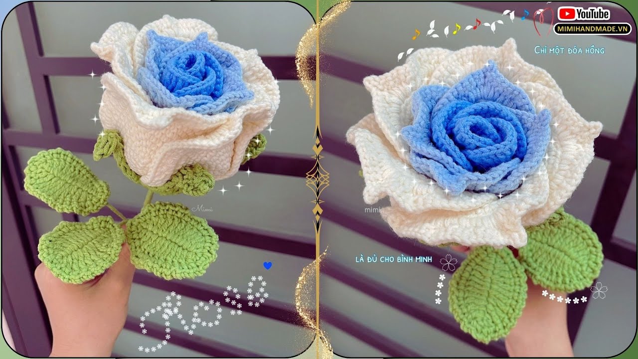Hướng Dẫn Móc Hoa Hồng Ghép Cánh Size To Siêu Đẹp 🌹 Crochet Rose Tutorial | Mimi Handmade