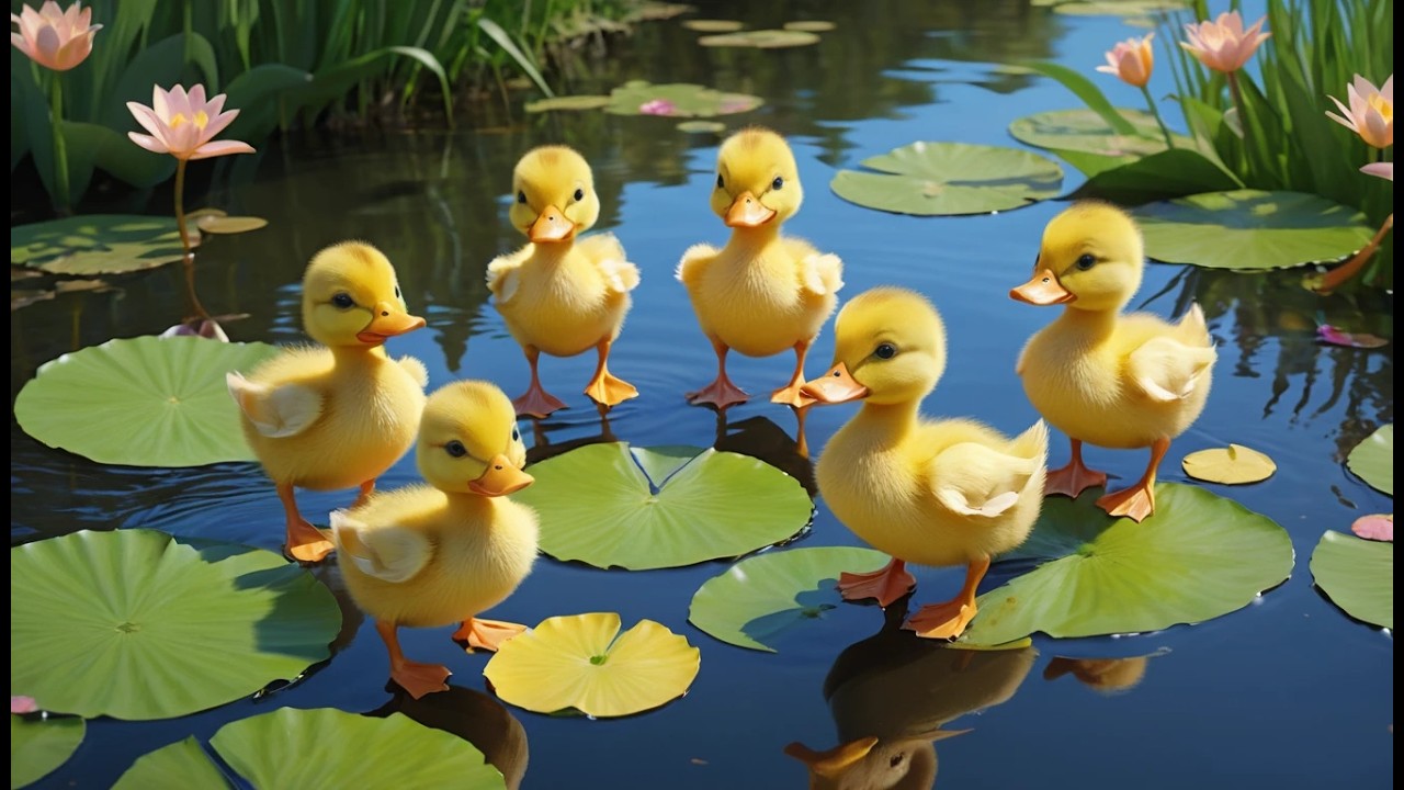 Fünf Spielzeugenten rudern auf dem See | Kinderlied zum Mitsingen & Zählen
