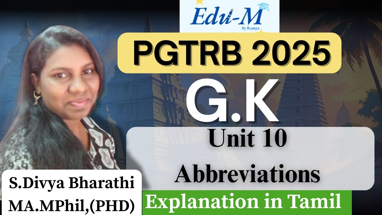PGTRB | GK | Unit 10 | Abbreviations | Govt Schemes