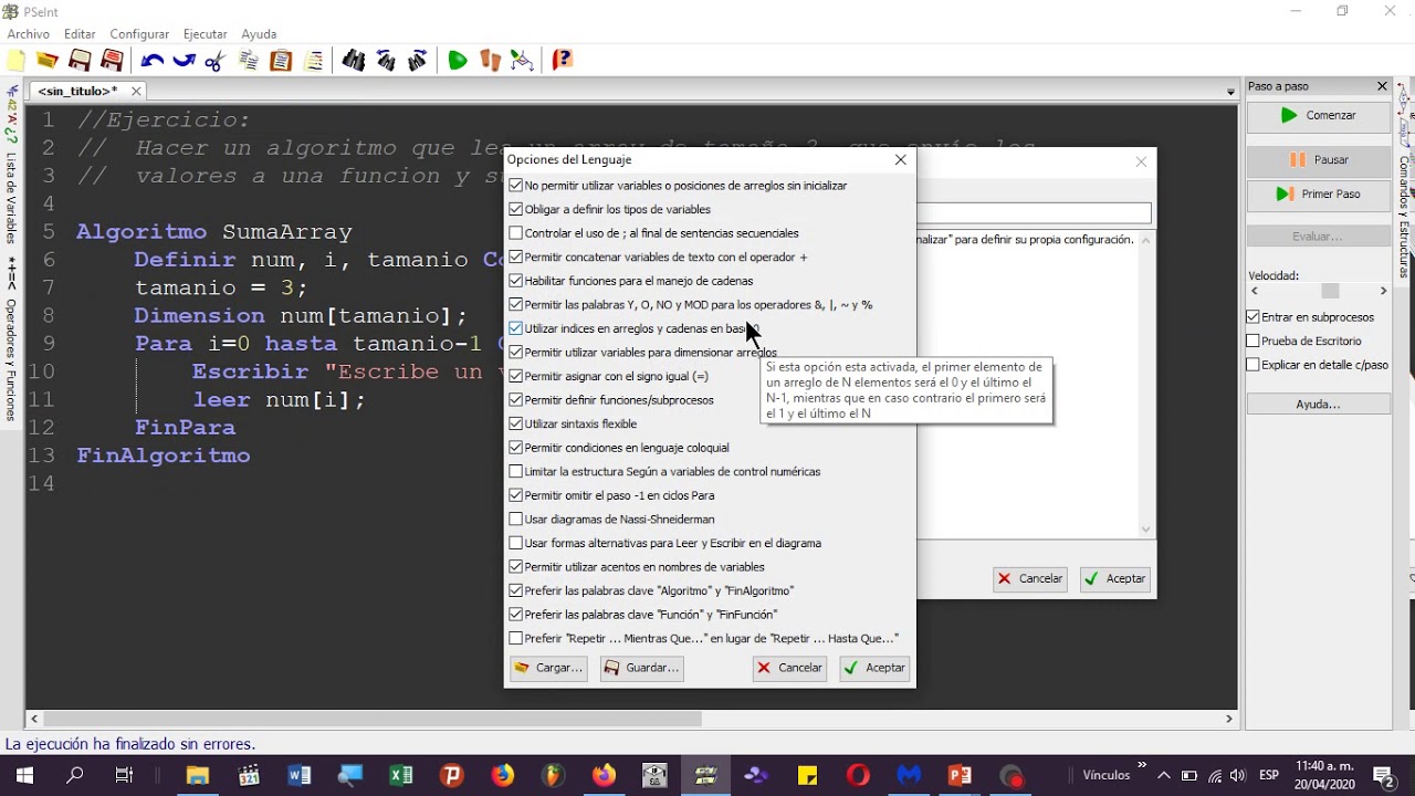Pseudocodigo Array con Funciones