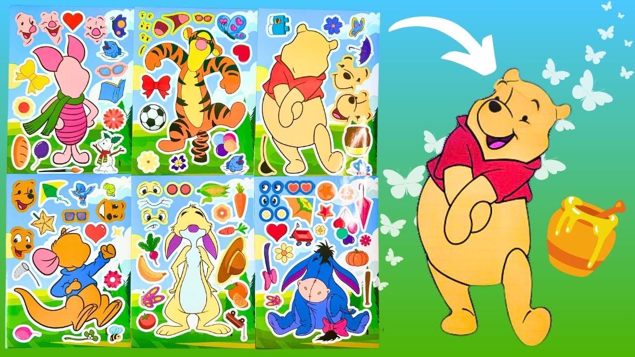 Disney Winnie the Pooh DIY Make a Face Stickers Activity with Tigger, Eeyore
