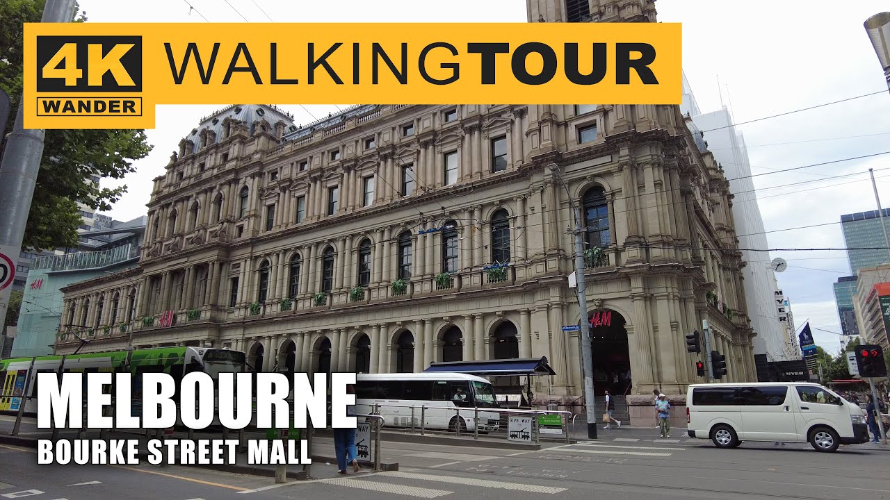 Bourke Street Mall Walking Tour in Melbourne, Australia (4K 60fps)
