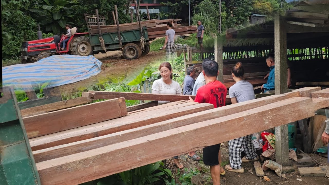 Loading house columns onto truck and down to site to prepare for installation