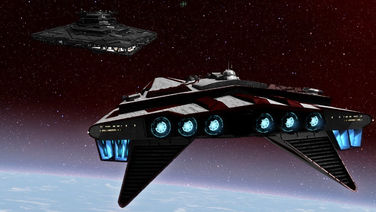 Resurgent vs 2 Nebulas Star Destroyer Empire at War Remake - Task Force The Republic Submod NPC Wars