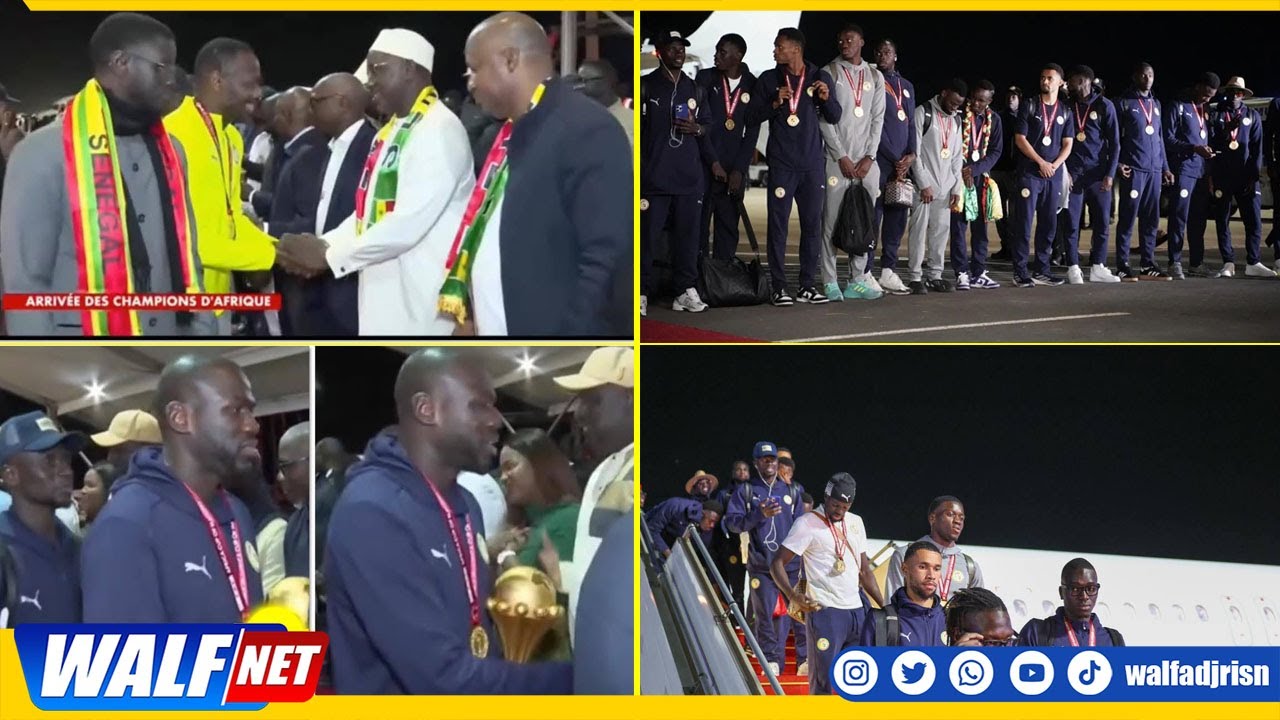 Les premieres images de l’arrivée des Champions d’Afrique à Dakar