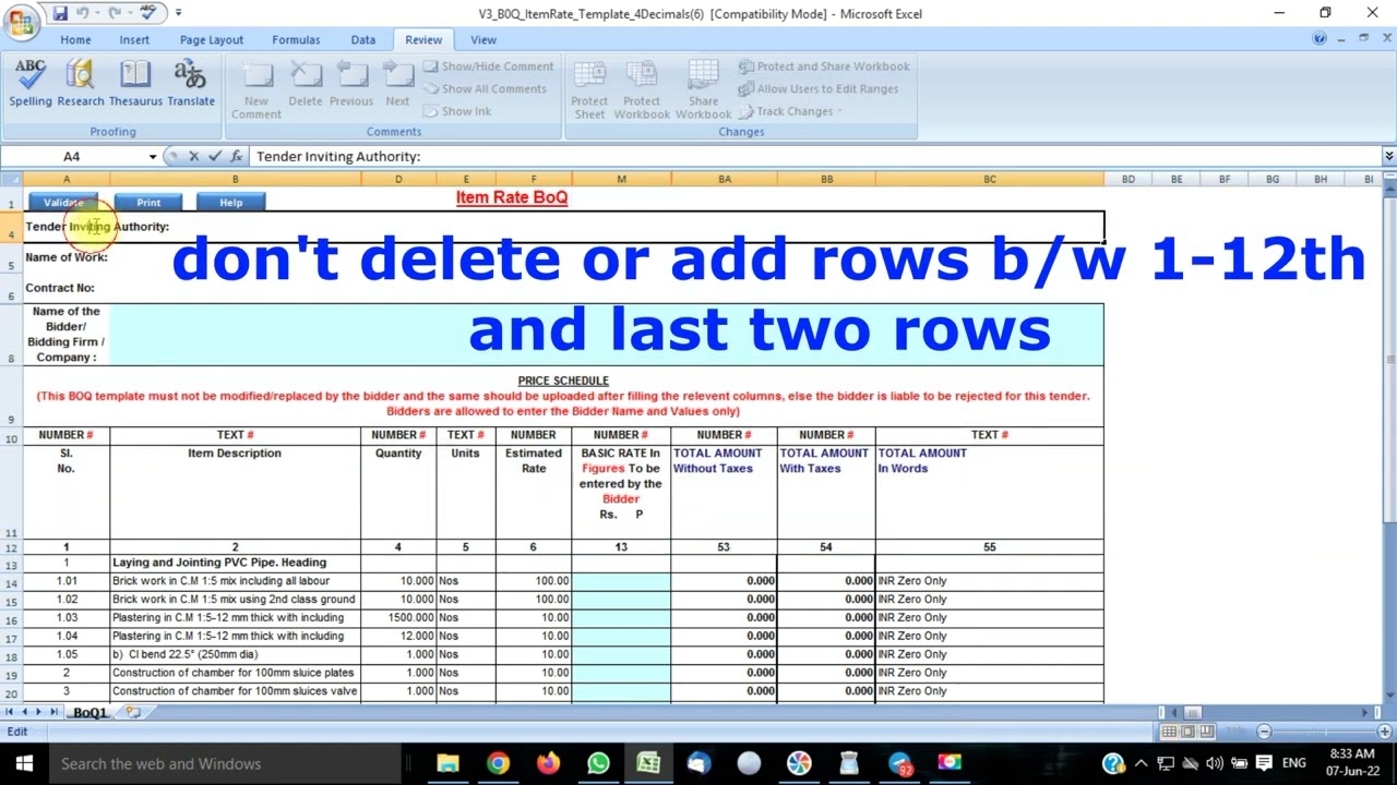 BOQ  എങ്ങനെ തെറ്റ് കൂടാതെ ചെയ്യാം .....How to create etender BOQ.... Please watch full video