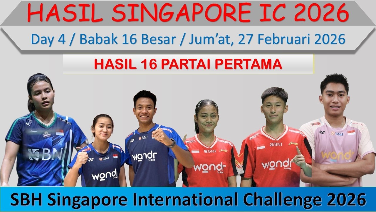 Hasil Singapore International Challenge 2026 │ Day 4 / R 16 │ 4 Wakil Indonesia Lolos 8 Besar │