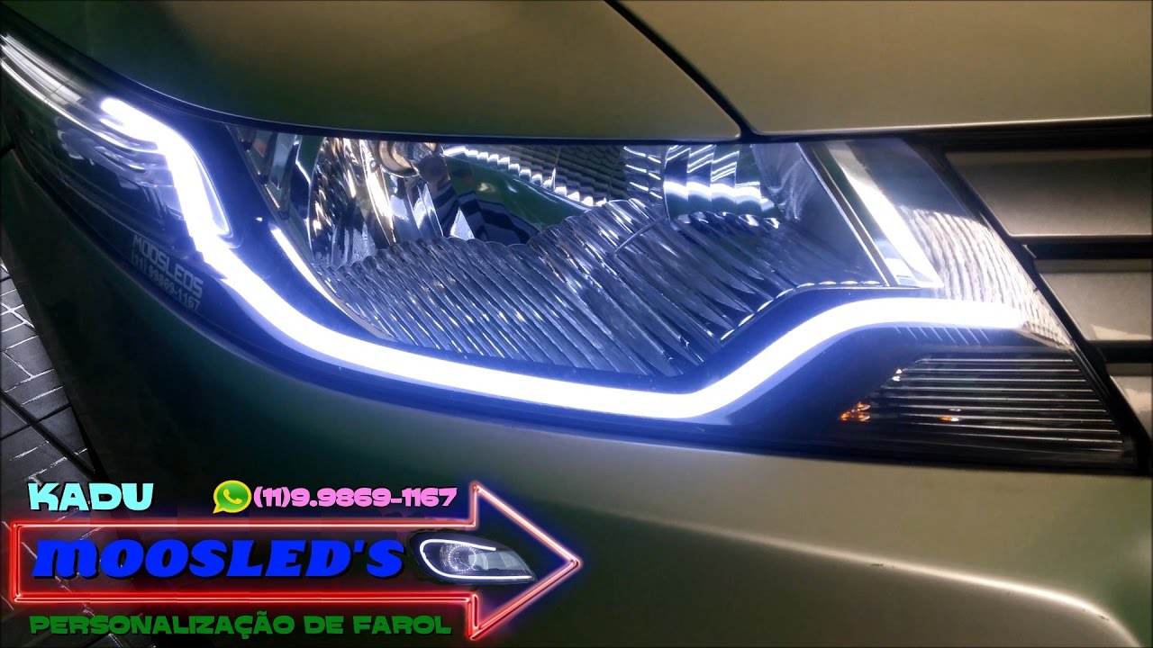 BARRA DE LED DRL CONTÍNUA STRIP HONDA CITY 2010 2011 2012 2013 2014 MÁCARA NEGRA Switchback