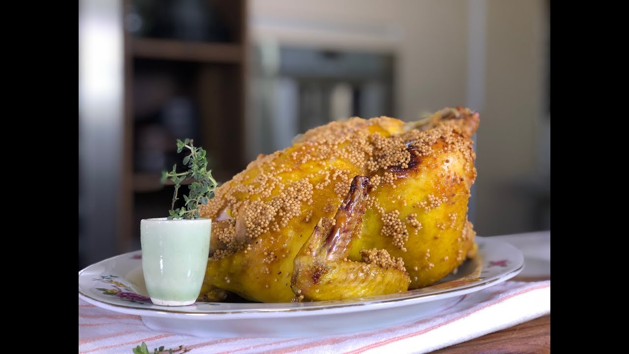 Pollo glaseado con miel y mostaza
