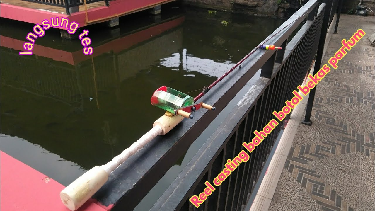 cara membuat reel pancing mini dari botol bekas parfum || reel casting