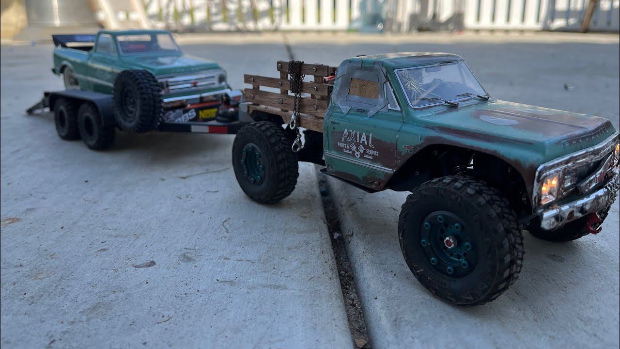 Axial Scx24 c10 custom farm truck pulling c10 drag truck