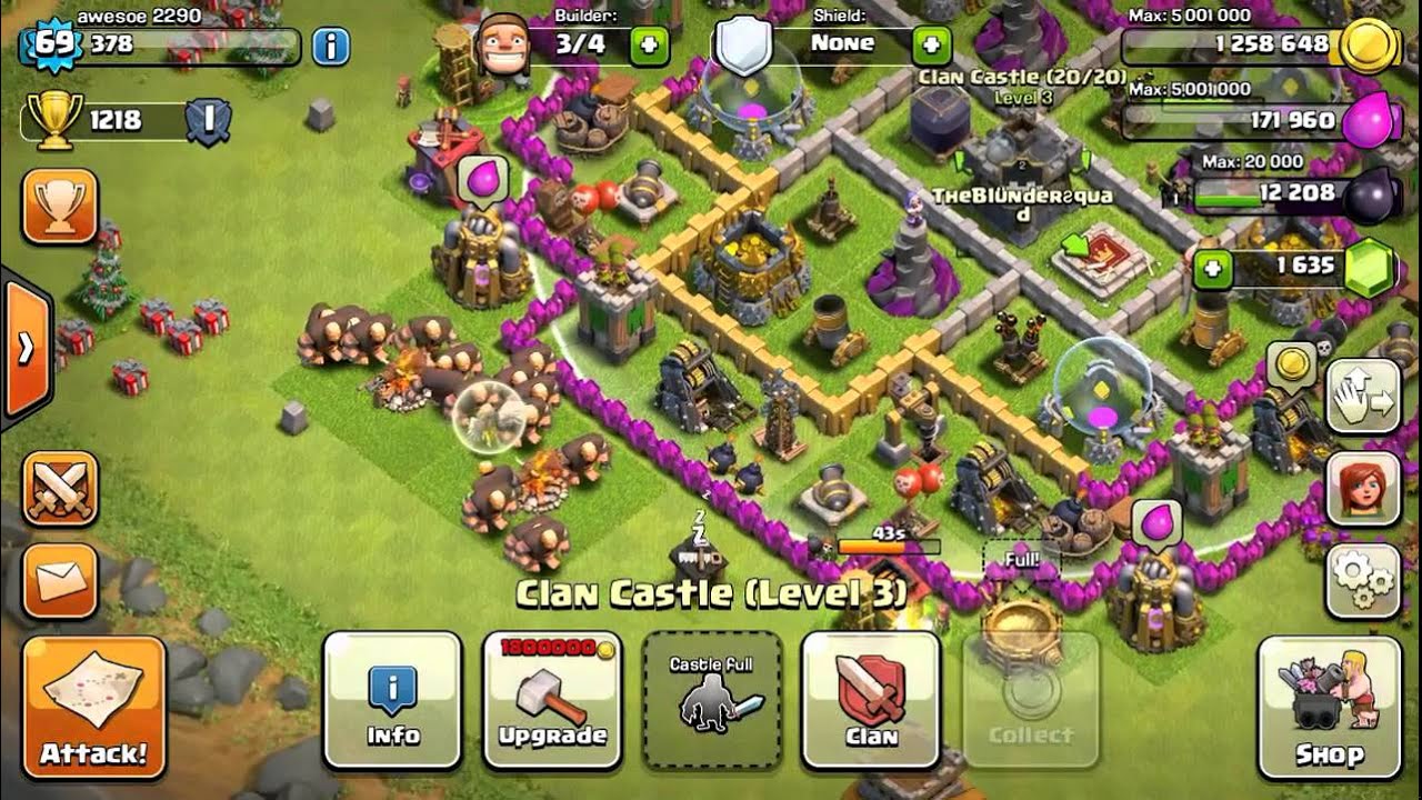 (How to CoC Raiding) Healer Giant to Destroy all TH 7