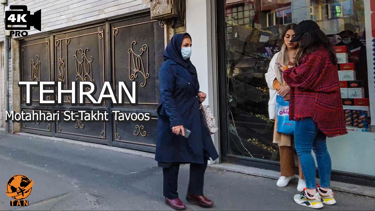 TEHRAN Walking around the Motahhari Street - Takht Tavoos Iran walk 4k