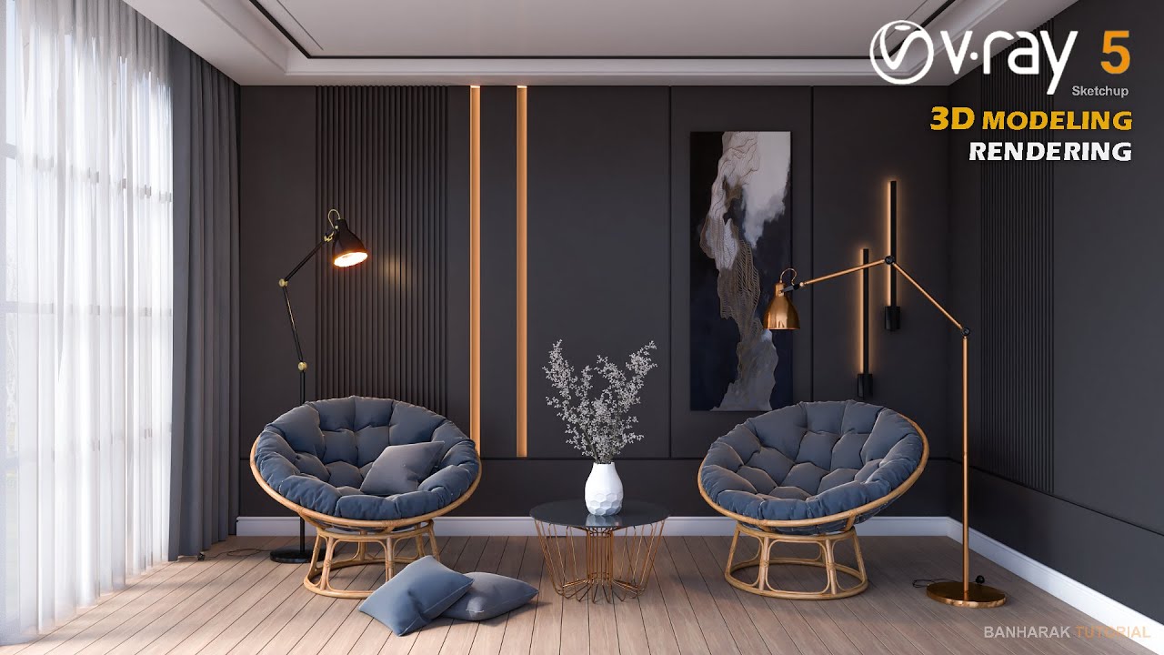 Small Living room | Interior Design | Vray 5 Sketchup interior  #28