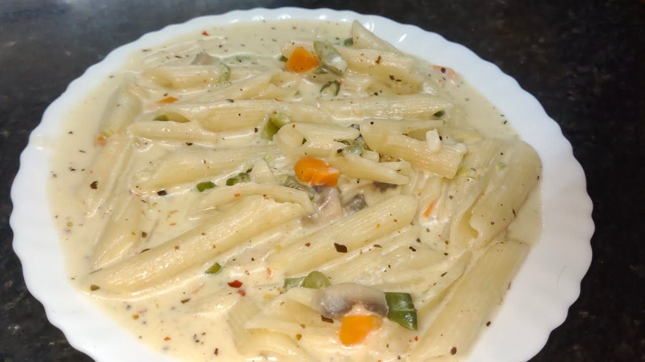 વાઈટ સોસ પાસ્તા એકદમ ટેસ્ટી ઘરે જ બનાવો/ white sauce pasta recipe