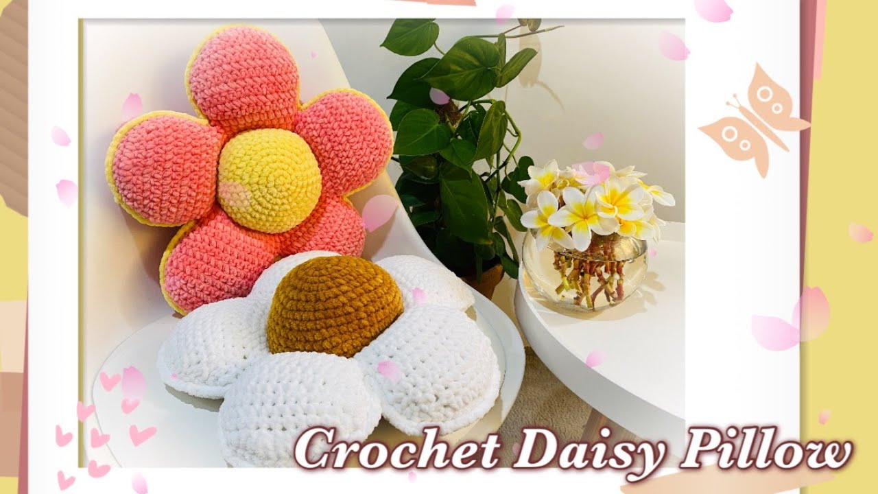 Crochet Daisy Flower Cushion|No-sew|Free Pattern