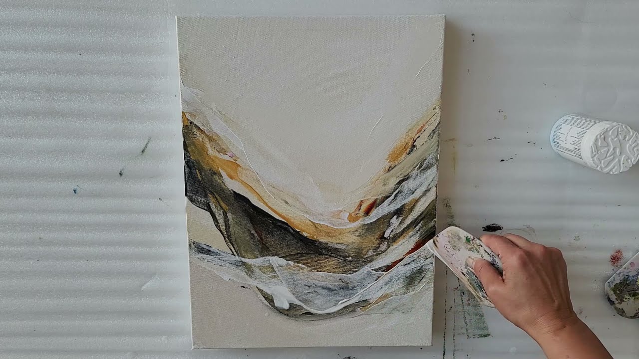 Abstract acrylic painting & Catalyst wedge techniques | Gold | Draper | easy painting ideas
