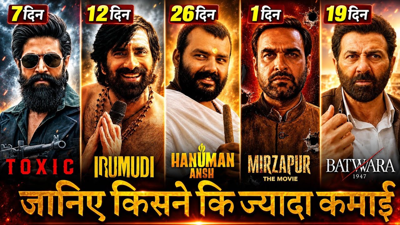 Toxic Box Office Collection, Irumudi, Mirzapur movie, Batwara 1947, Hanuman Ansh Collection,