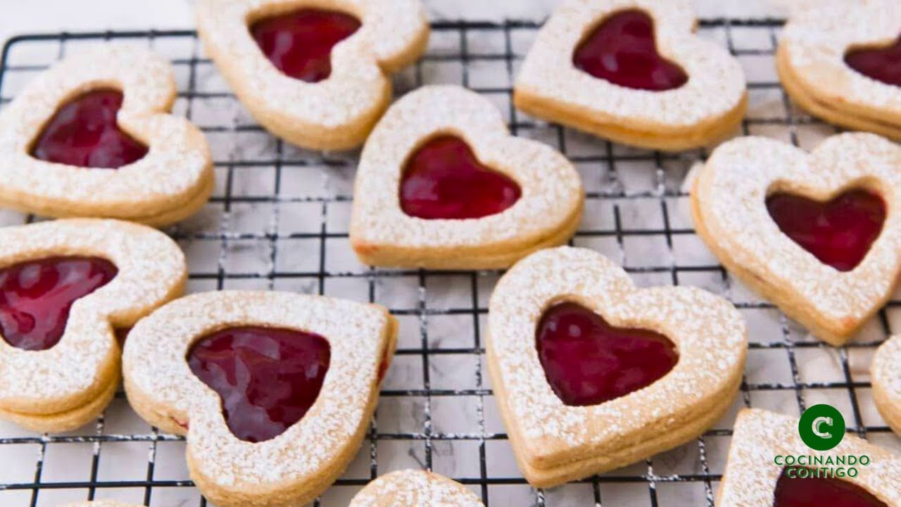 GALLETAS CON CORAZÓN DE MERMELADA🍓| Recetas de San Valentín ❤️| Cocinando Contigo