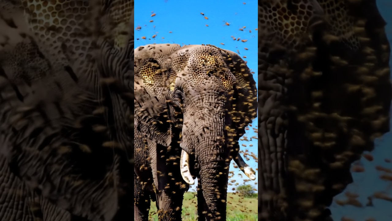 Elephant Attacked by Bees 🐘🐝 |elephant #bees #nature #wildlife #amazing #strange #animalas