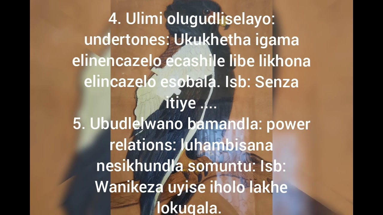 Ulimi oluchemayo, olugudliselayo, oluncengayo, oluchukuluzayo .....