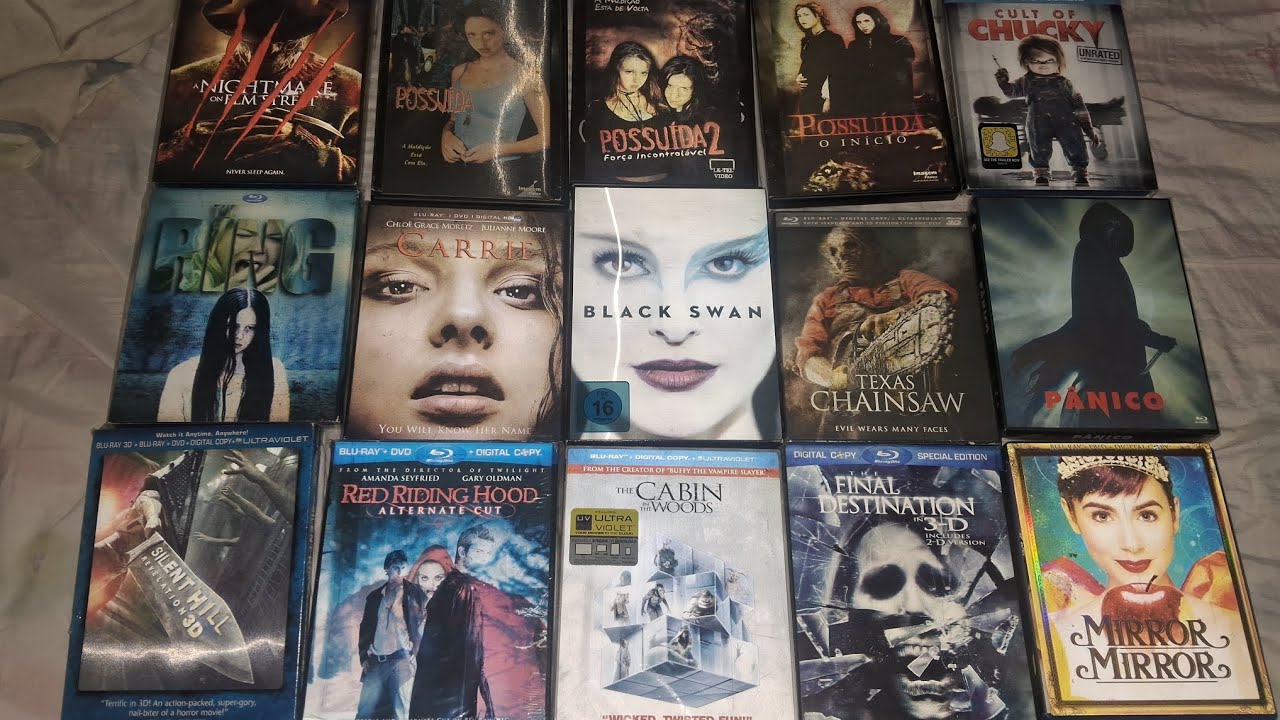 Coleção de filmes com capa holográfica.