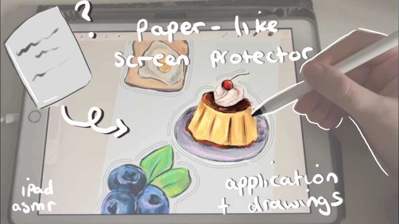 a matte screen protector that feels like paper📝? ★彡| unboxing and sketching 🫐⁺˳✧༚  ipad asmr 