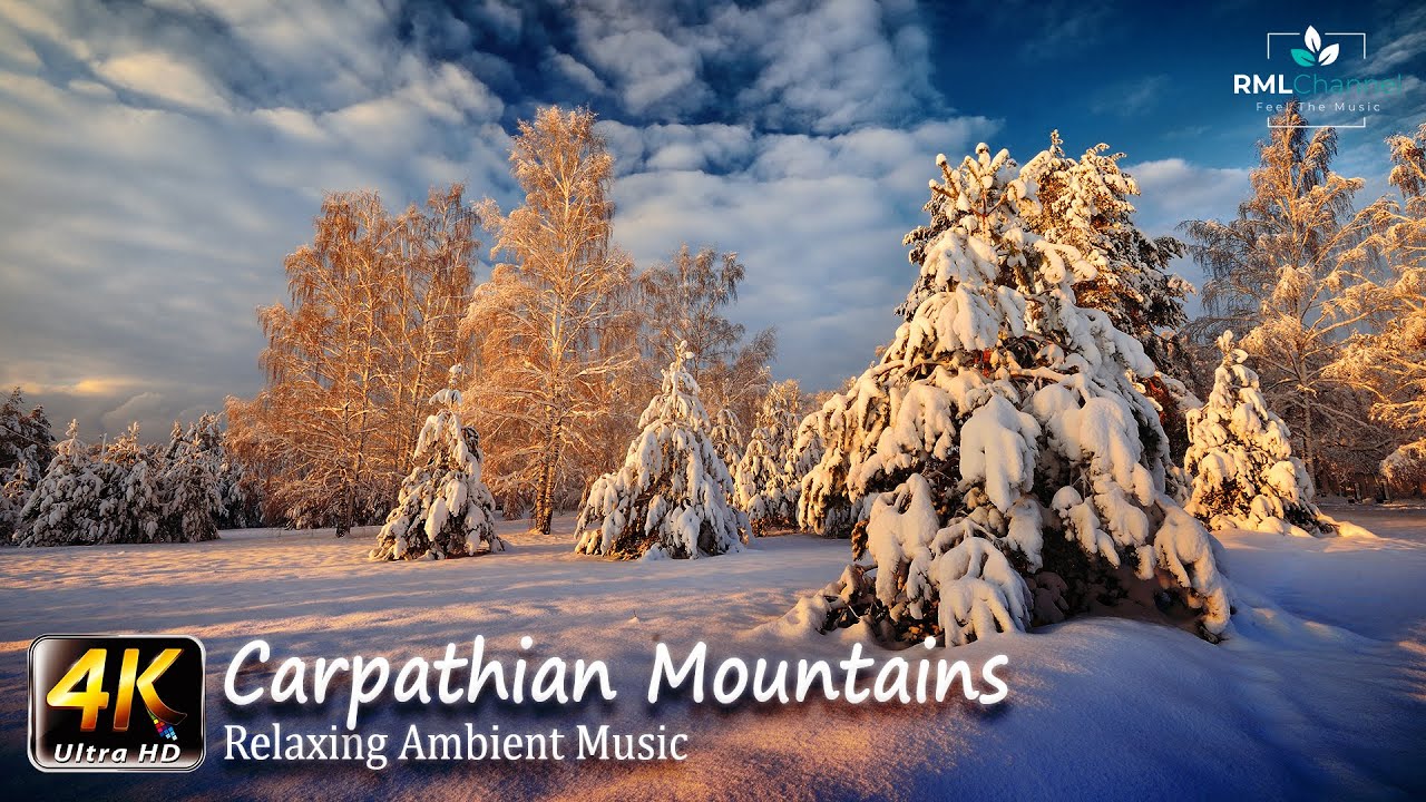 Carpathian Mountains in 4K Video - Winter Version - Part One - 🎵Relaxing Music 🎵Sleep Music