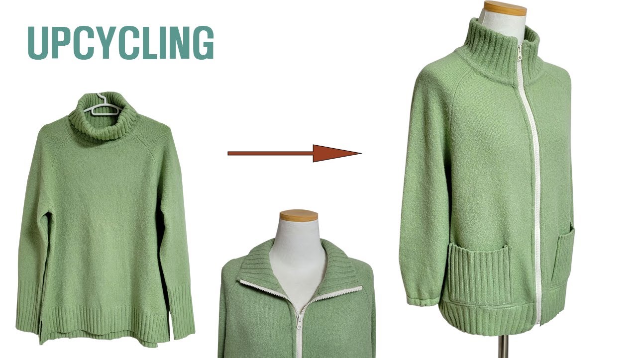 DIY Upcycling a knit/니트 리폼/스웨터/sweater/니트집업/Knit zip-up/가디건/Cardigan/안입는옷 리폼/Refashion/옷수선/옷만들기