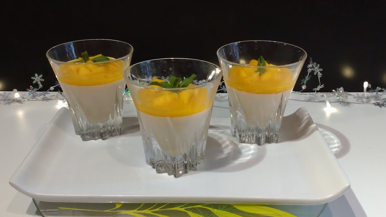 Panna Cotta à la mangue avec de l'agar Agar .Mango Panna Cotta.