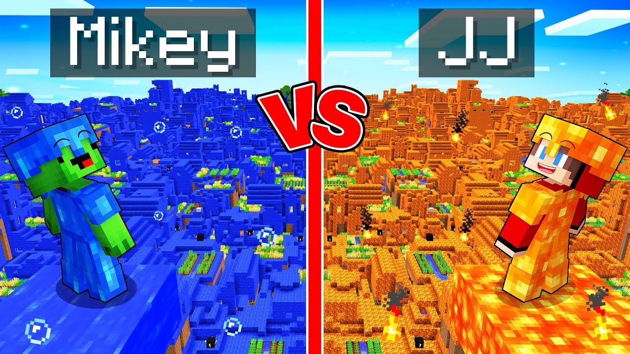 Mikey WATER vs JJ LAVA Village Survival Battle in Minecraft (Maizen)