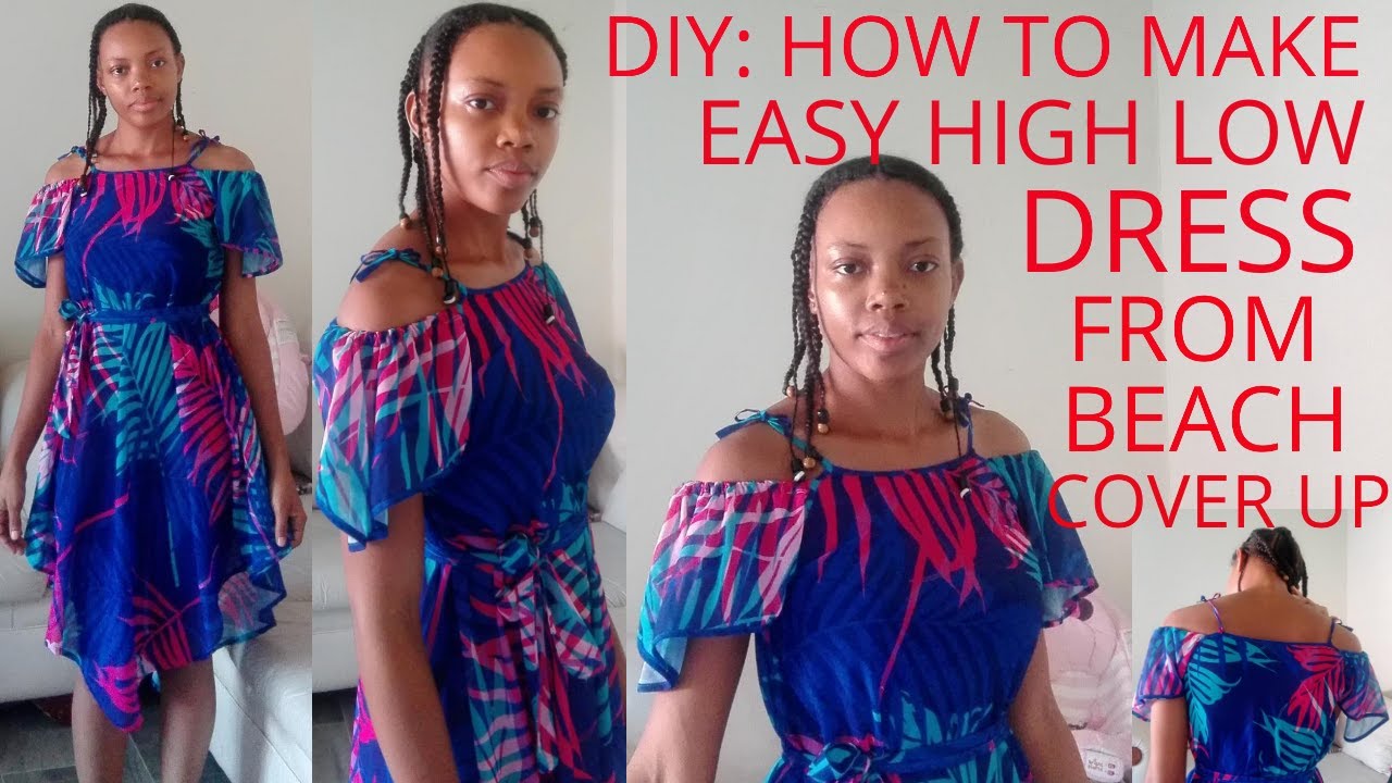 DIY: How To Make Easy High Low DRESS from Beach Cover Up! DIY: Swimsuit Cover/ to DIY Dress
