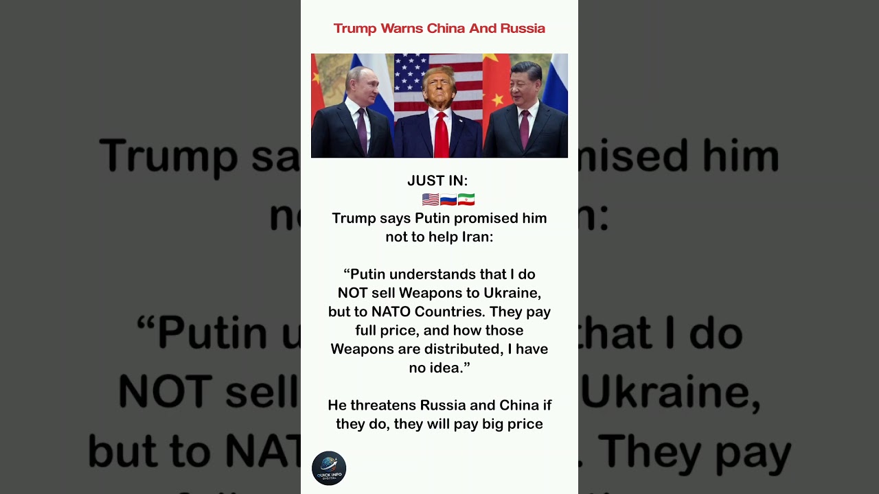 Trump Warns Putin & Xi: DO NOT Help Iran! 🇺🇸🇷🇺🇮🇷