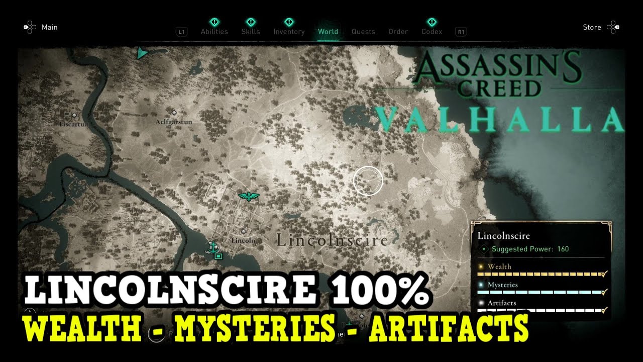 Assassin's Creed Valhalla Lincolnscire All Collectibles (Wealth, Mysteries, Artifacts)