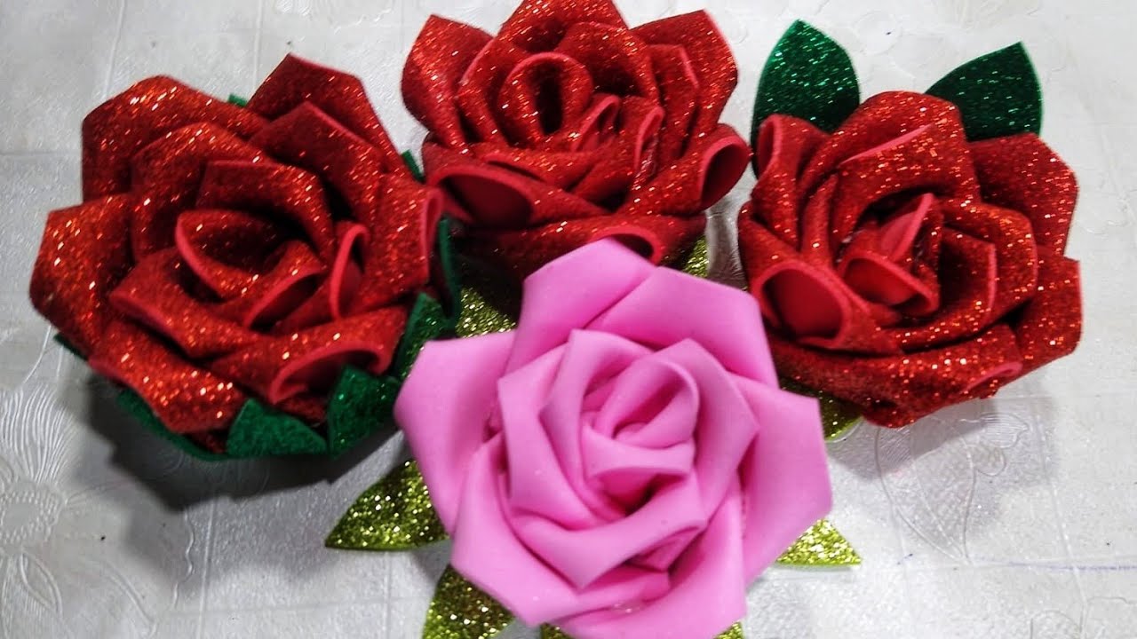 cómo hacer ROSAS ETERNAS de foami diamantado práctica y económica
