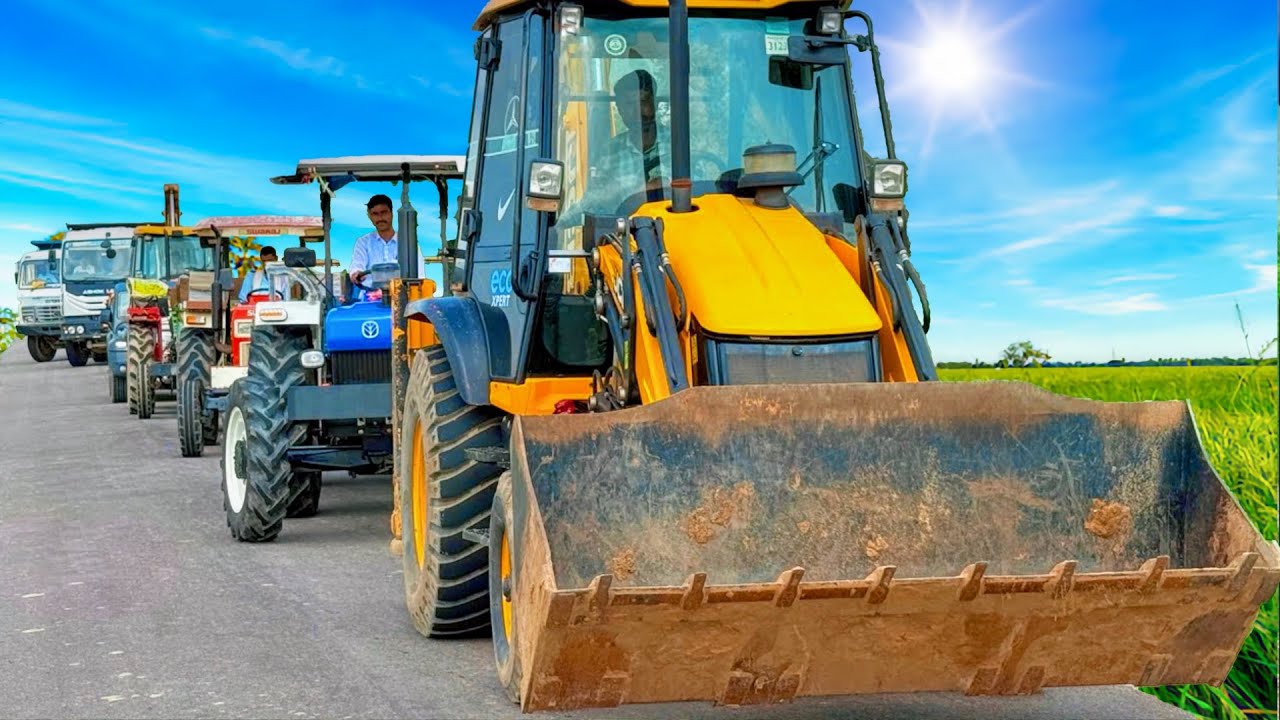 JCB 3DX Loading Mud in TATA Tippers & Tractors | Swaraj 855 FE | New Holland 3630 | 4x4 Thar | Truck
