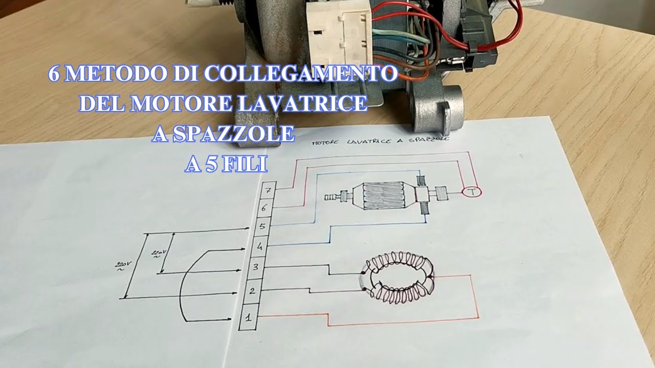 6 metodo di collegamento del Motore lavatrice a spazzole a 5 fili