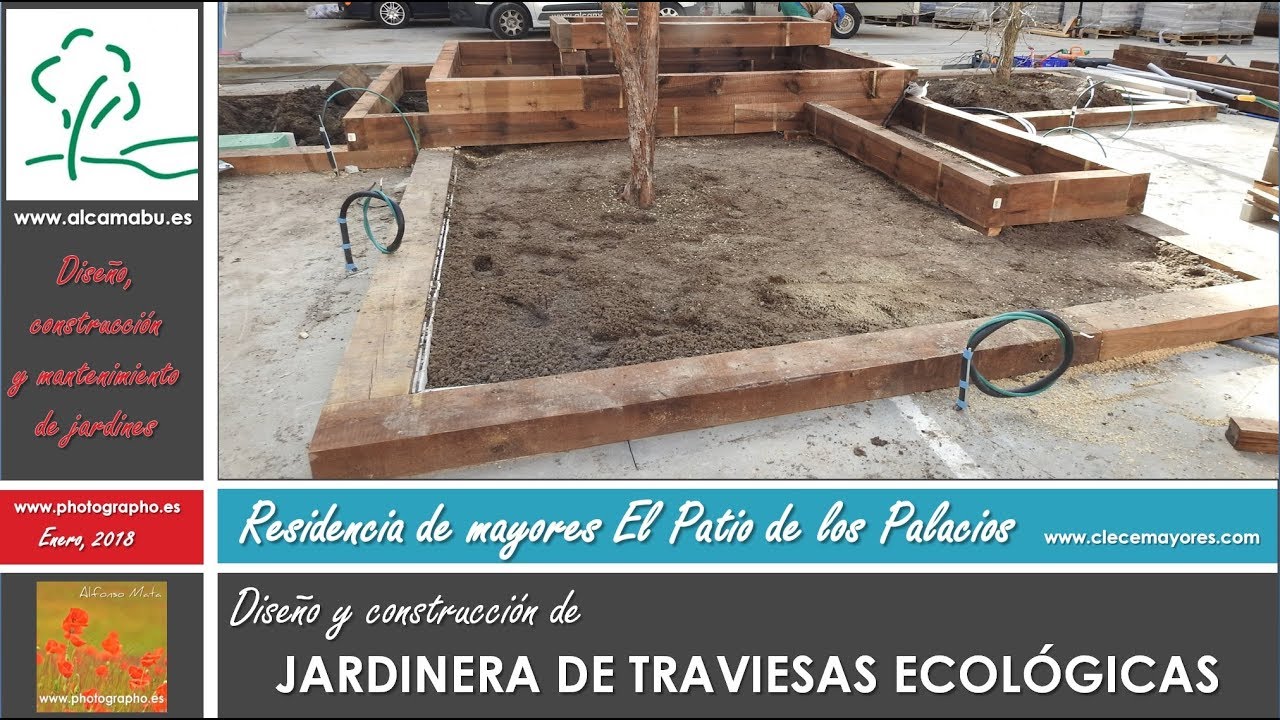 Construcción de JARDINERA DE TRAVIESAS ECOLÓGICAS con varios niveles de plantación