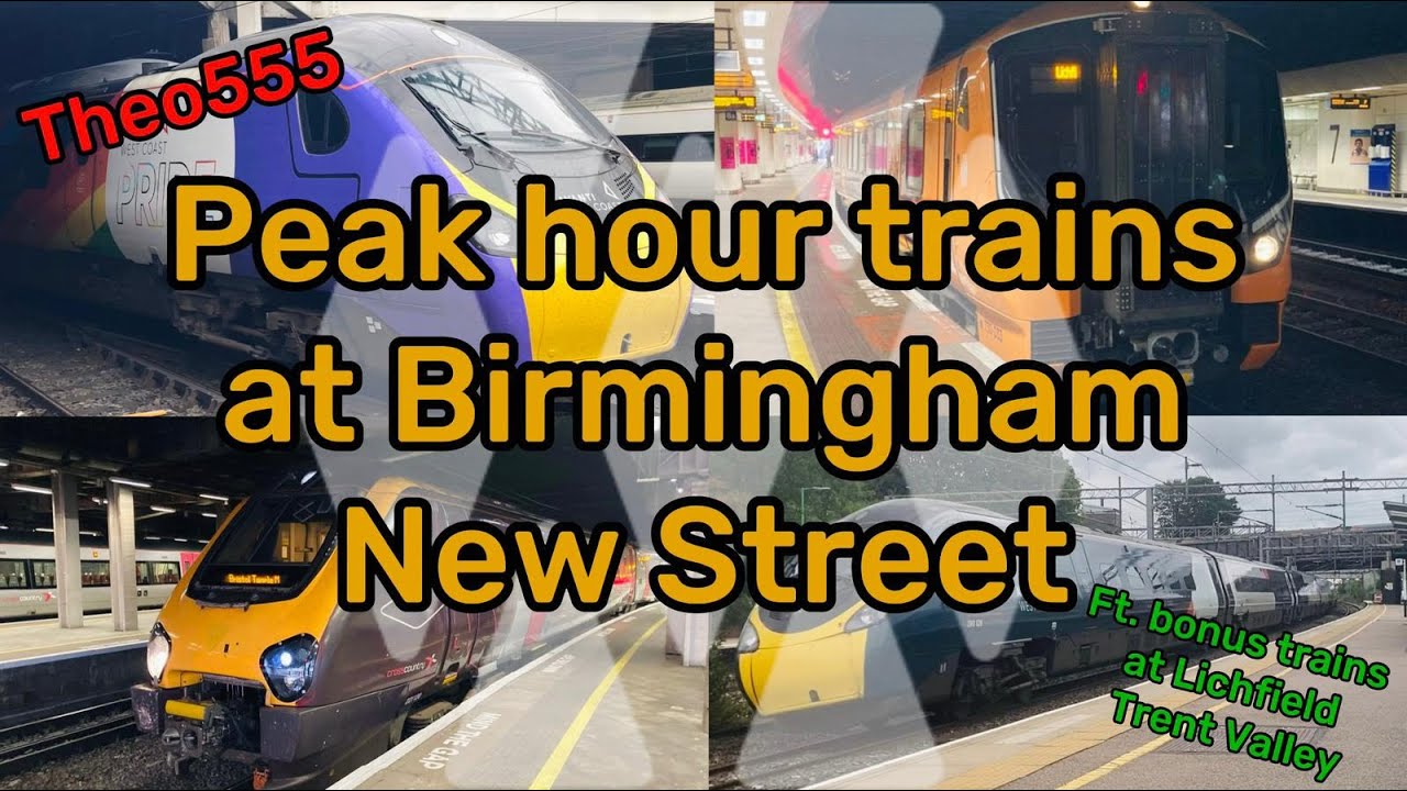 Peak hour trains at Birmingham New St, ft bonus trains at Lichfield Trent Valley