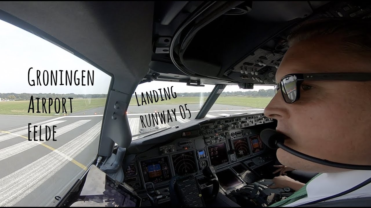 Approach and landing runway 05 Groningen Airport Eelde. (GRQ EHGG)