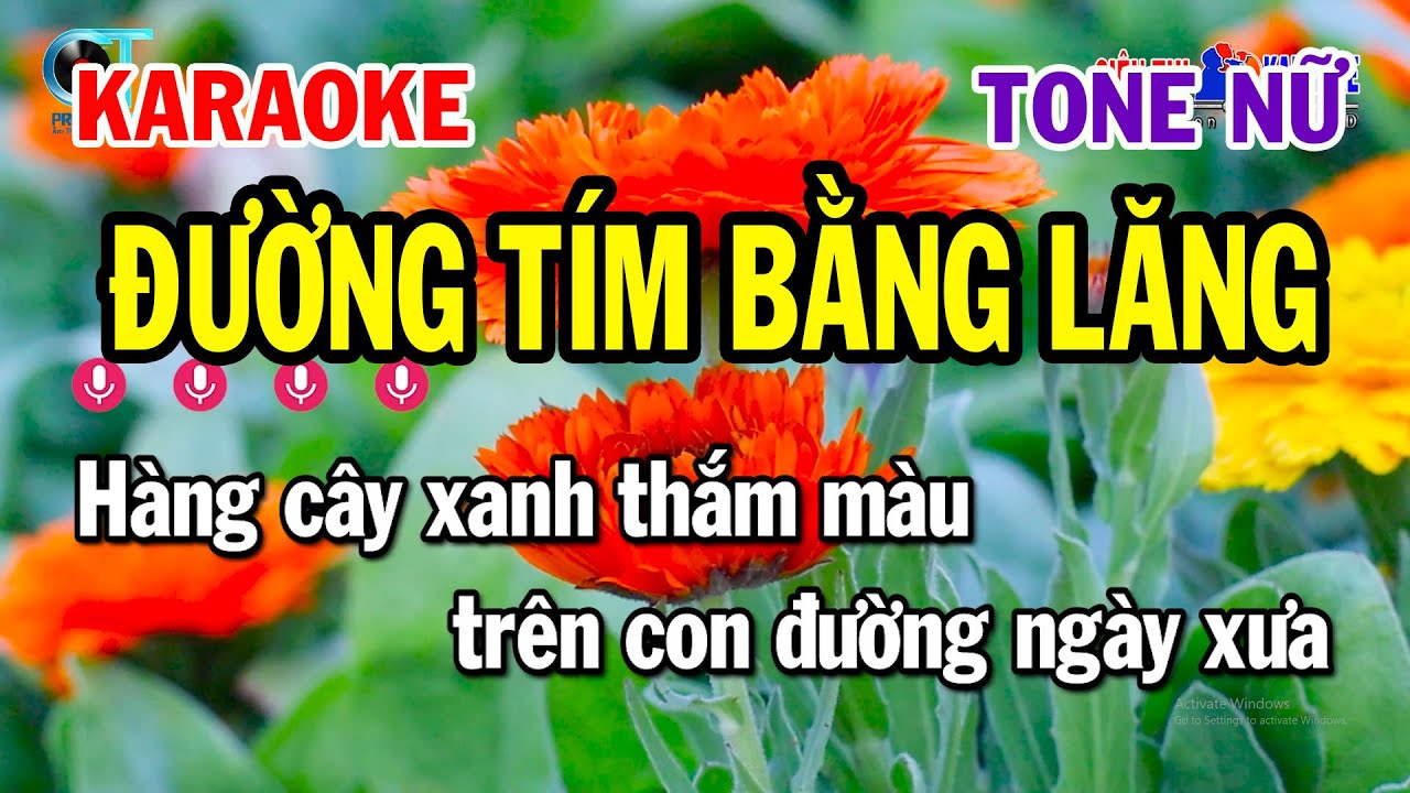 Karaoke Đường Tím Bằng Lăng Tone Nữ ( A#m ) Nhạc Trữ Tình Dễ Hát Nhất | Siêu Thị Karaoke