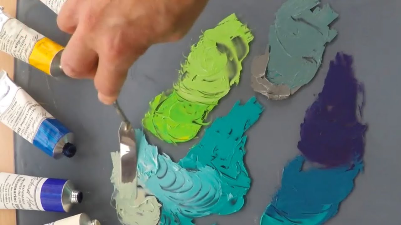 Mixing Cobalt Teal - Michael Harding Oil Colour with Vicki Norman