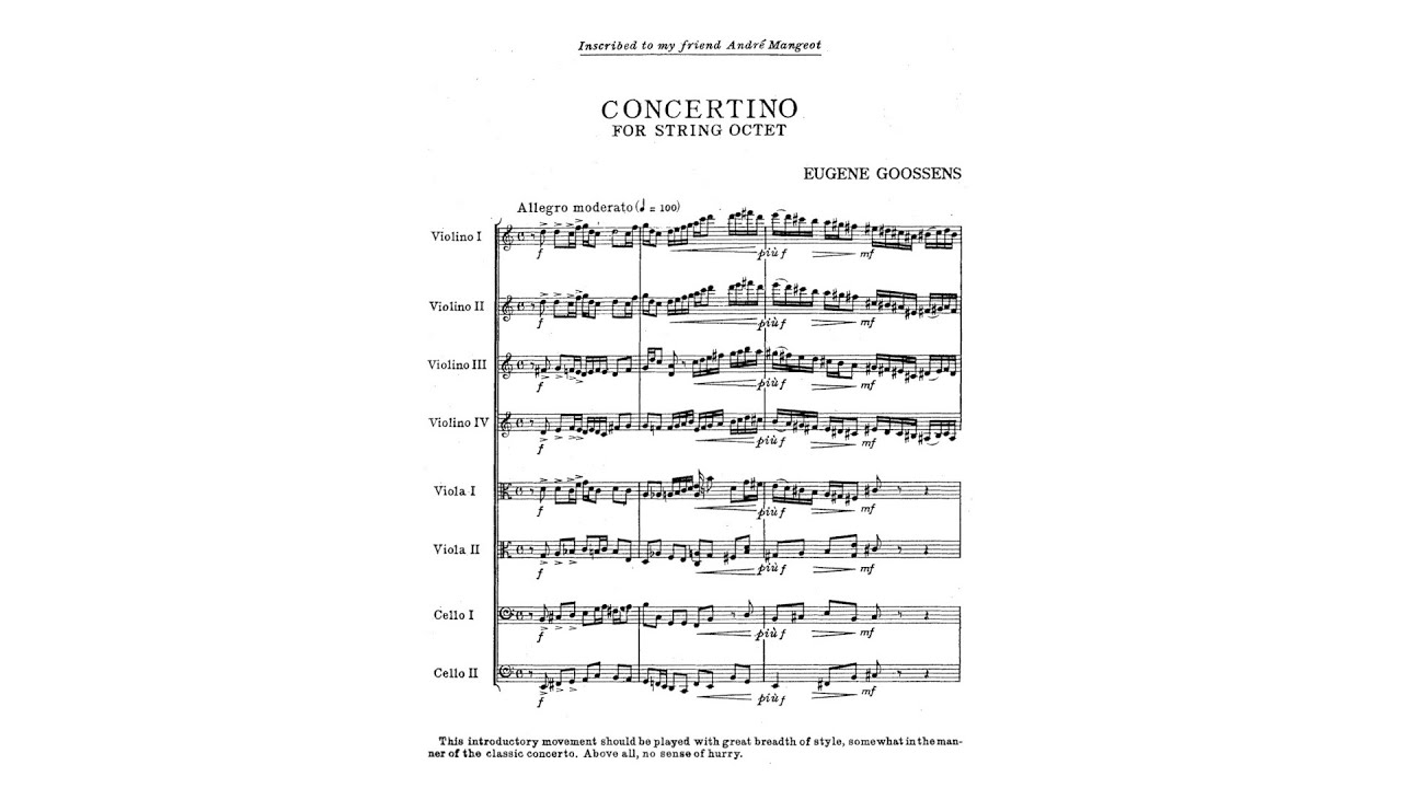Eugene Goossens &ndash; Concertino for String Octet