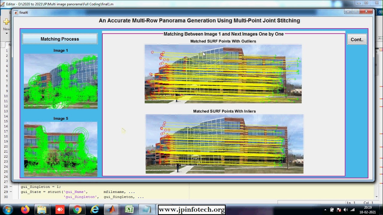 An Accurate Multi-Row Panorama Generation Using Multi-Point Joint Stitching | Matlab Project