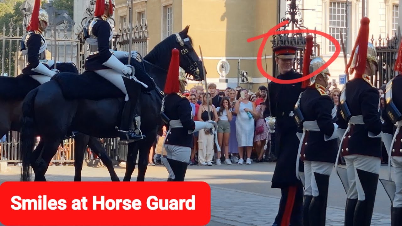 Witness the Captivating Smiles at the King's Guard Today's 4 o'clock Inspection at the Horse Guard