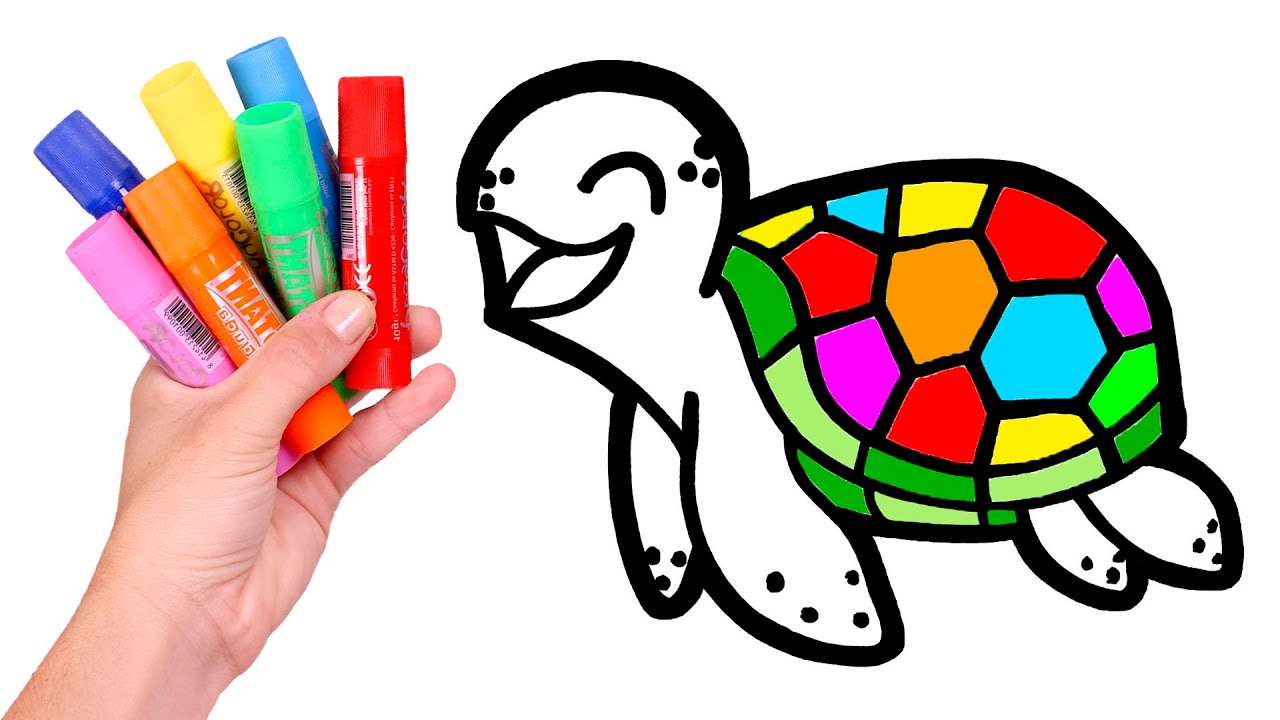 Dibuja y Colorea una TORTUGA Bebé de Colorines 🐢🌈 Vídeos para niños